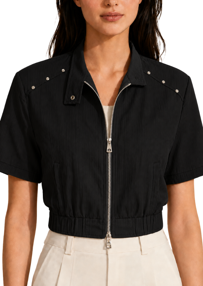 Black Studded Crop Jacket