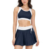 Black & White Colour blocked Tankini with Skirted Bottom For Women