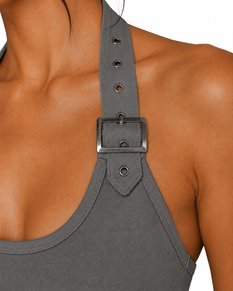 Party Wear Tops For Women-Desert Buckle Halter Top-Flirty Feathers