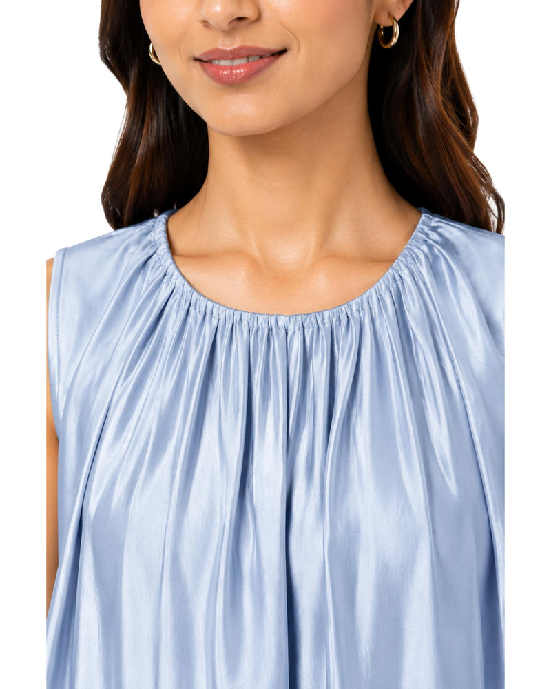 Elegant Layered Dress for Women Stylish Party Evening Wear Blue neck design flirty feathers