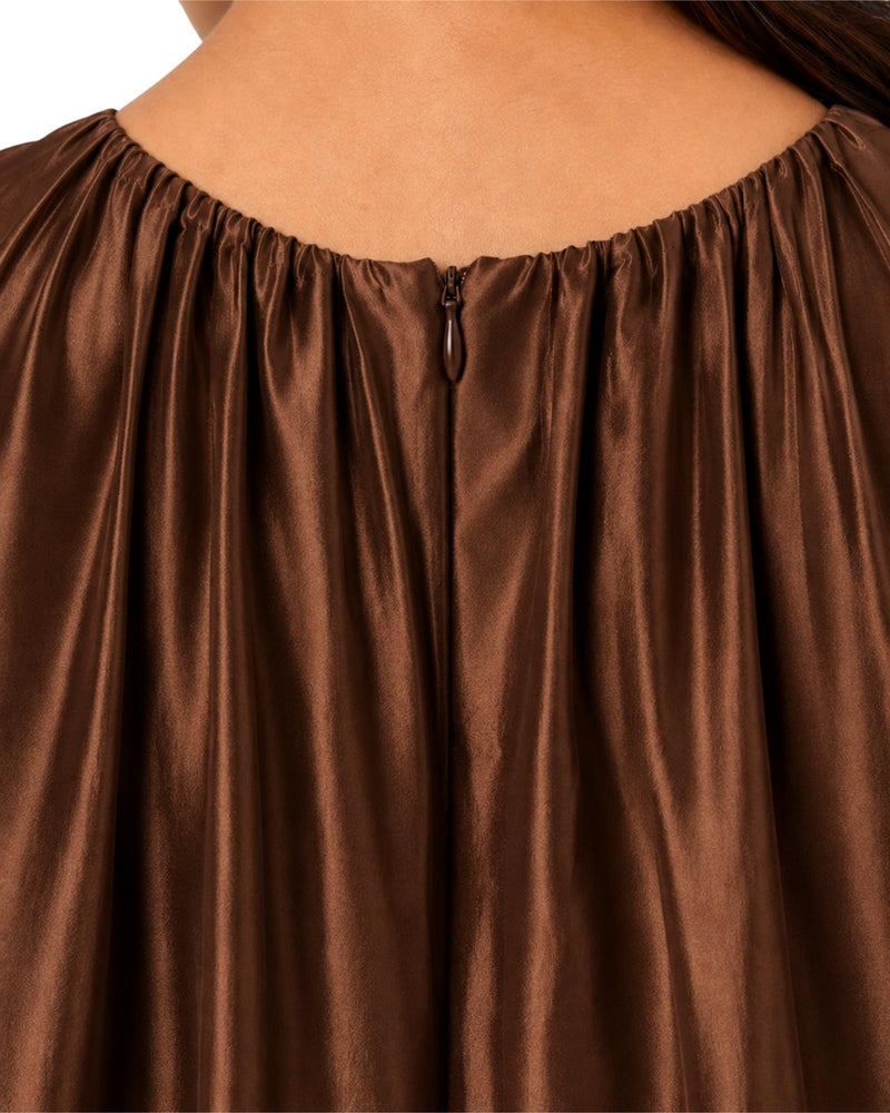 Elegant Layered Dress for Women Stylish Party Evening Wear Brown neck design bak