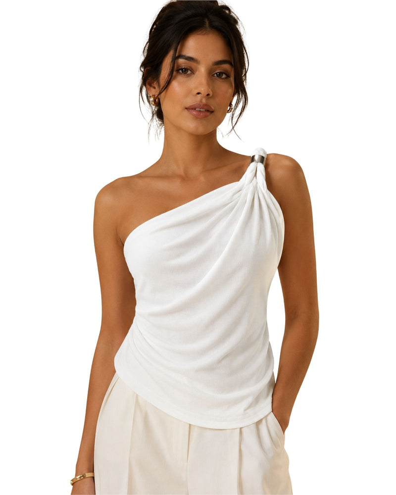 Ivory Halo One-Shoulder