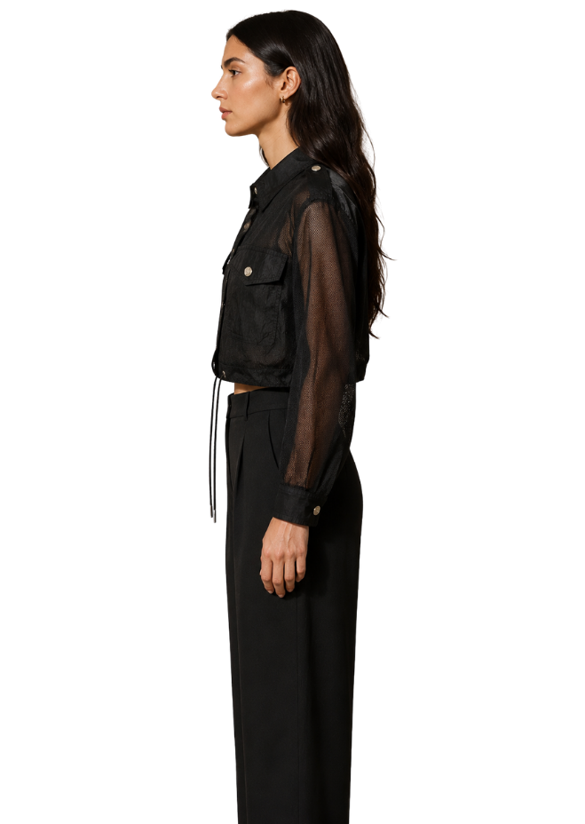 Midnight Muse Sheer Utility Crop Jacket