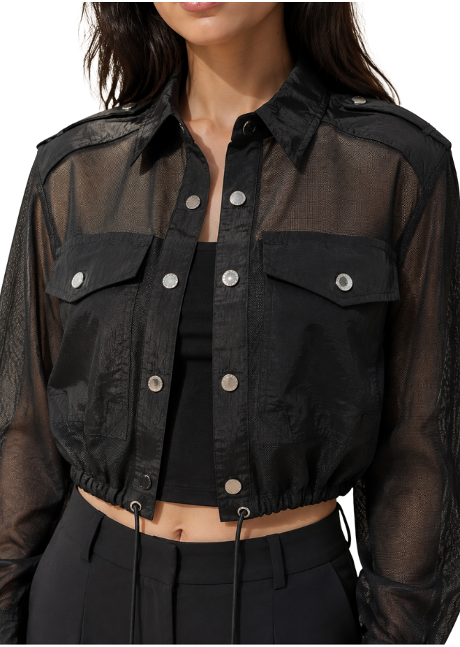 Midnight Muse Sheer Utility Crop Jacket