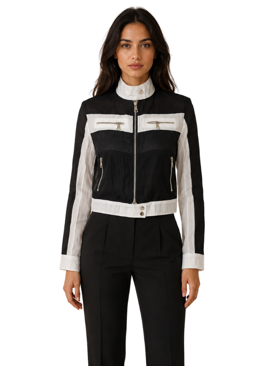 Monochrome Muse Colourblock Crop Jacket
