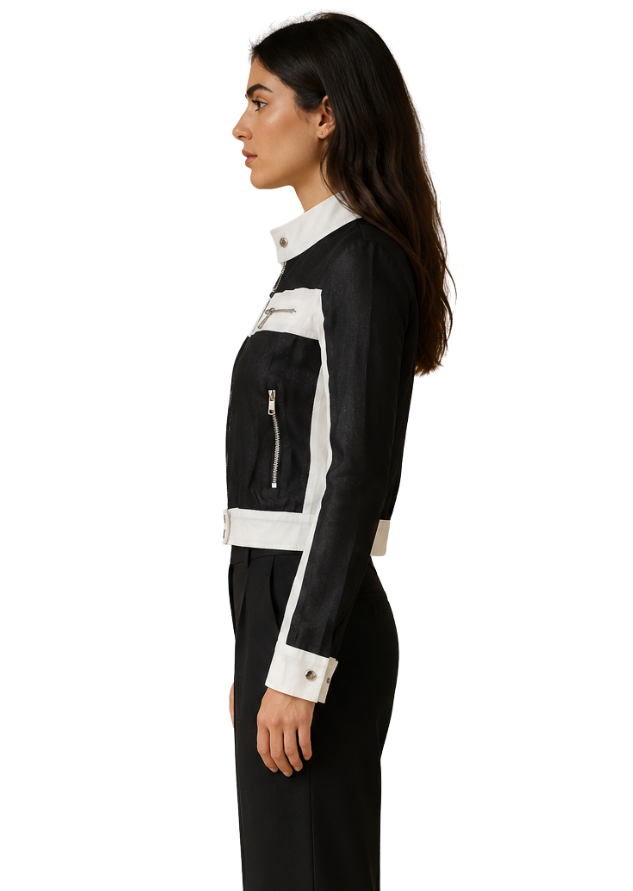 Monochrome Muse Colourblock Crop Jacket