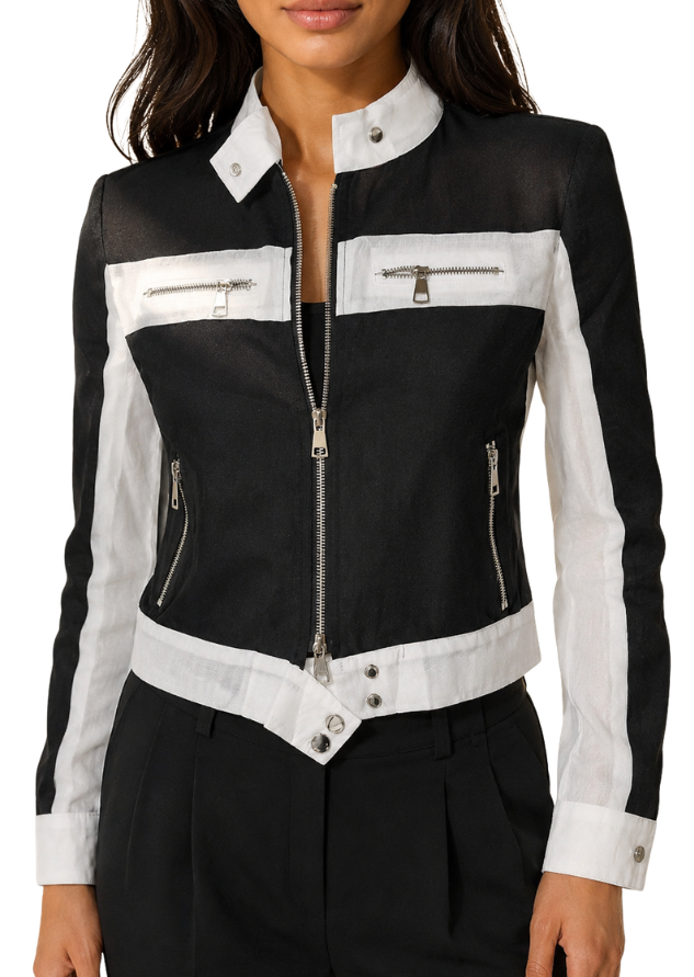 Monochrome Muse Colourblock Crop Jacket