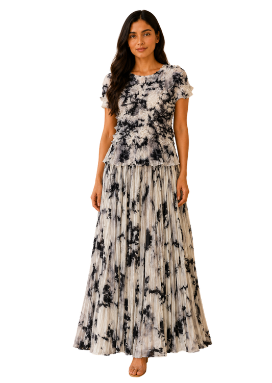 Monochrome Pleated Co-ord Set
