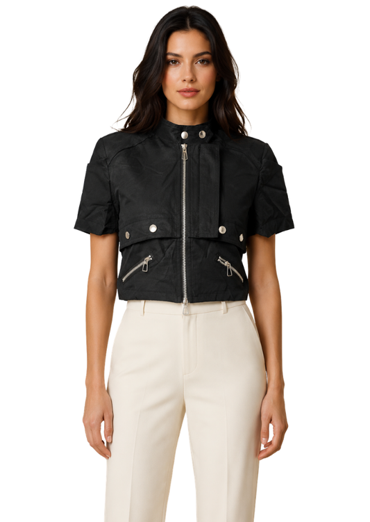 Rebel Chic Black Cropped Biker Jacket