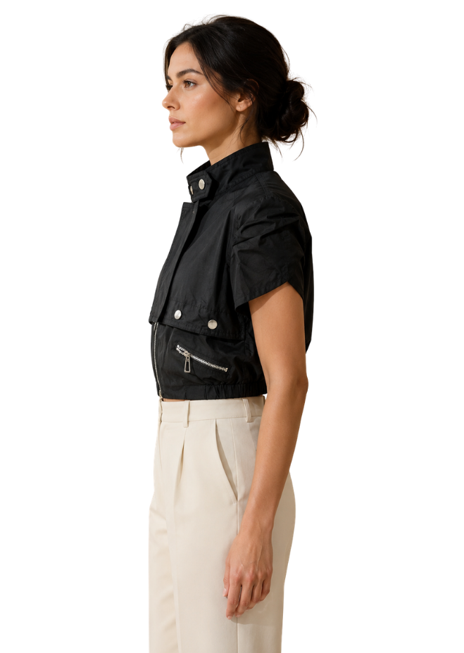 Rebel Chic Black Cropped Biker Jacket