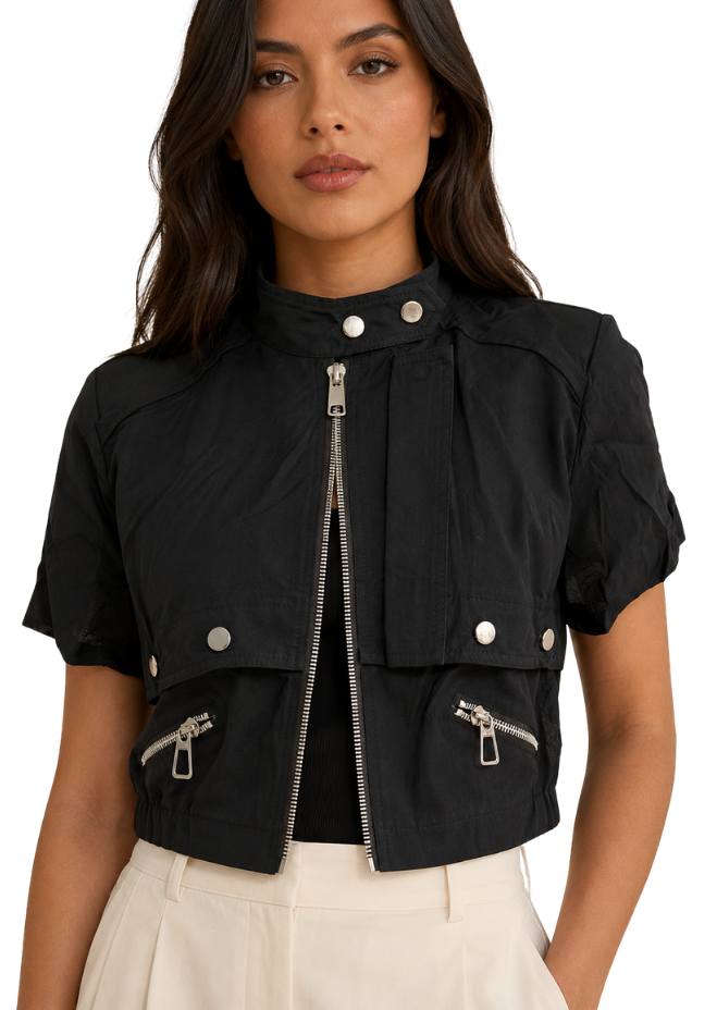 Rebel Chic Black Cropped Biker Jacket