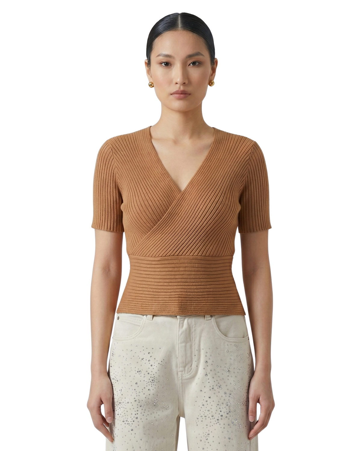 Hazel Ribbed V-Neck