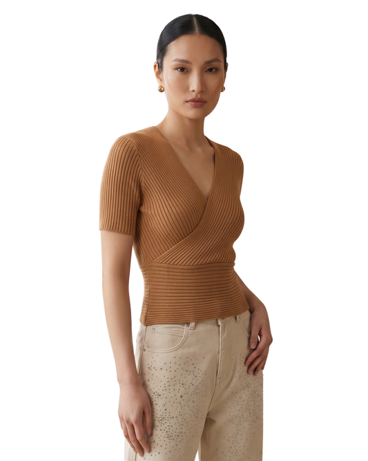 Hazel Ribbed V-Neck