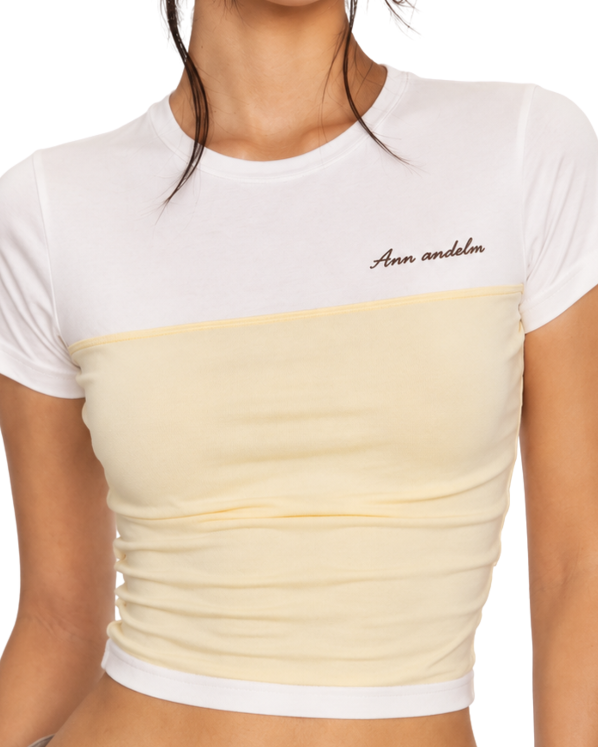 Two Tone Ruched Crop Tee