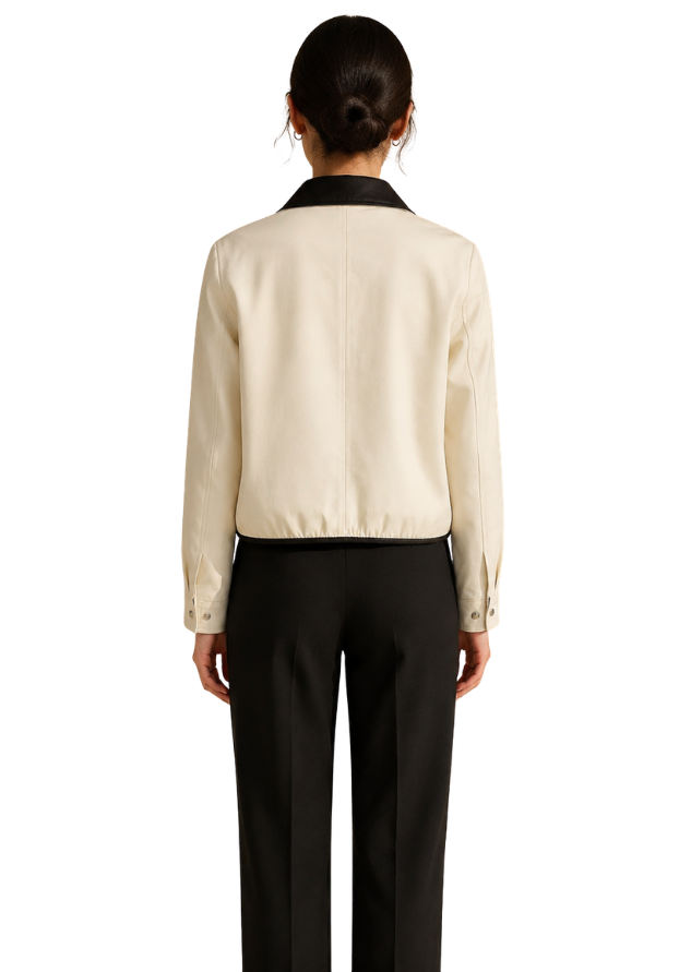 Vanilla Noir Contrast-Collar Jacket