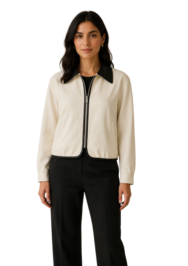 Vanilla Noir Contrast-Collar Jacket