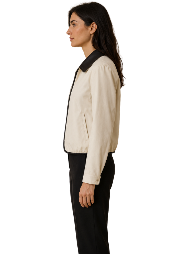 Vanilla Noir Contrast-Collar Jacket