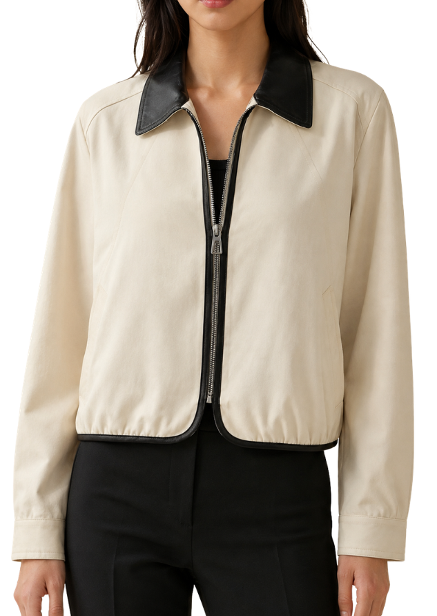 Vanilla Noir Contrast-Collar Jacket