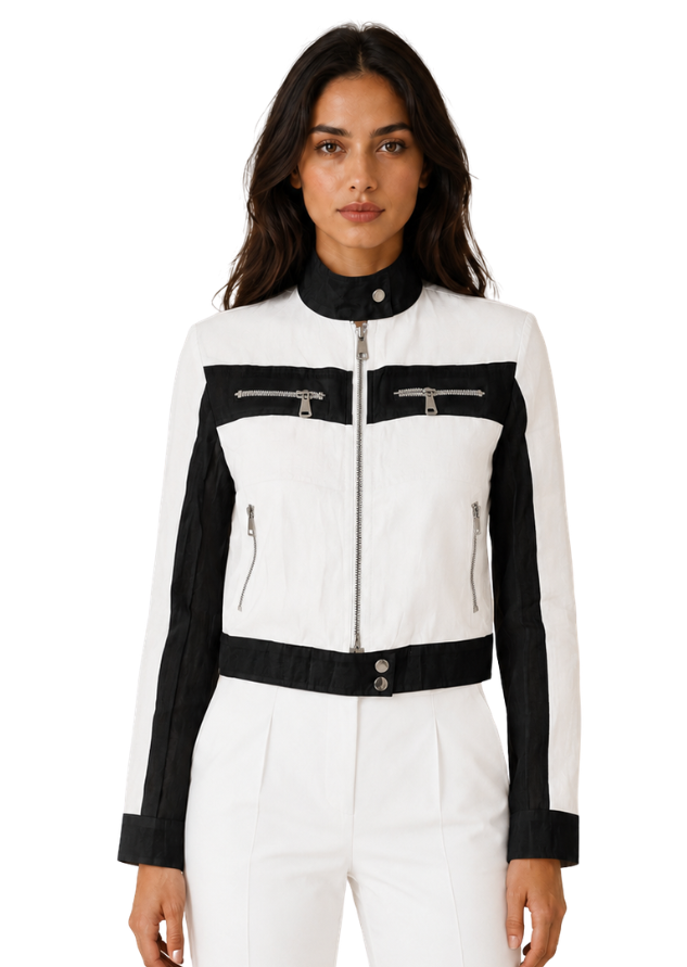 White Out Contrast Cropped Jacket