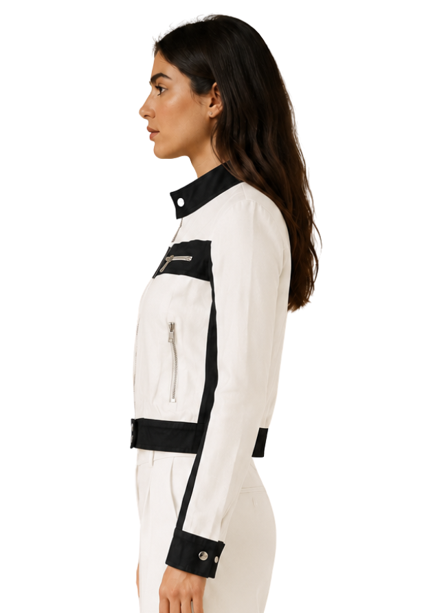 White Out Contrast Cropped Jacket