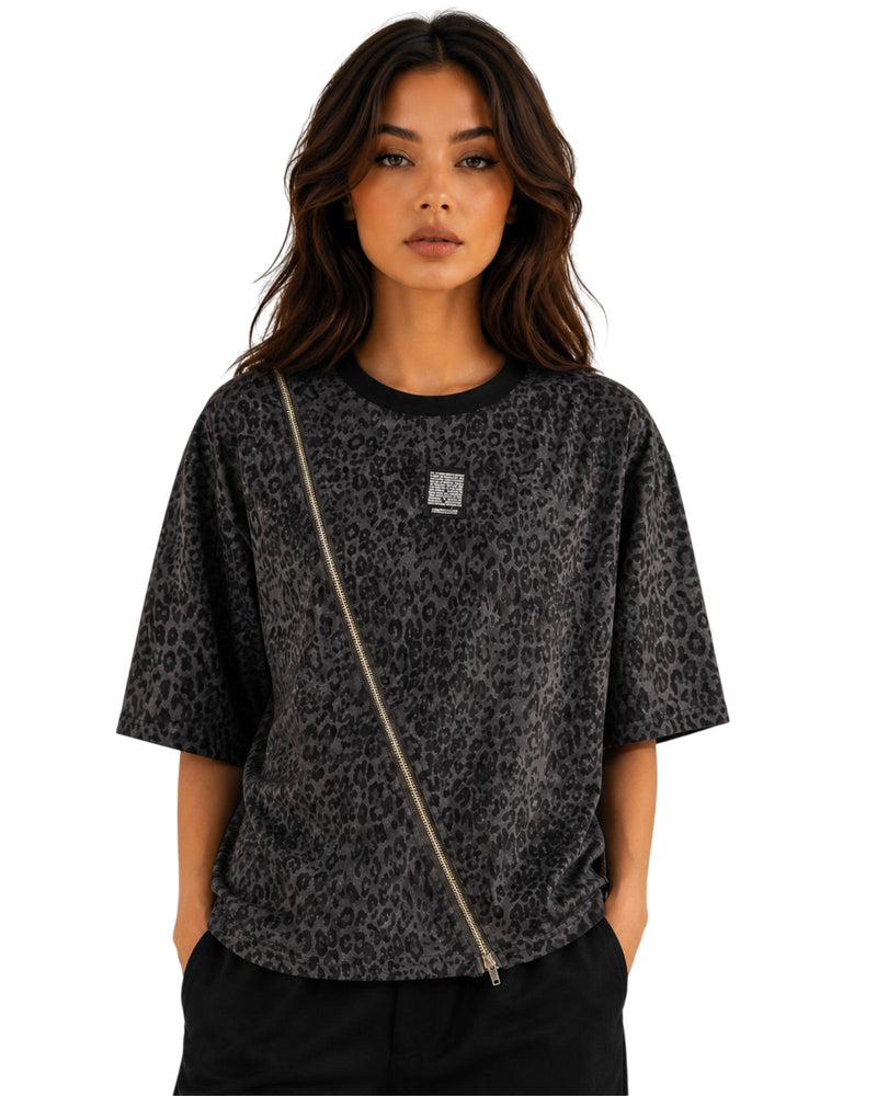 Wild Zip Oversized Top For Women Casual T-Shirts & Daily Wear Neon