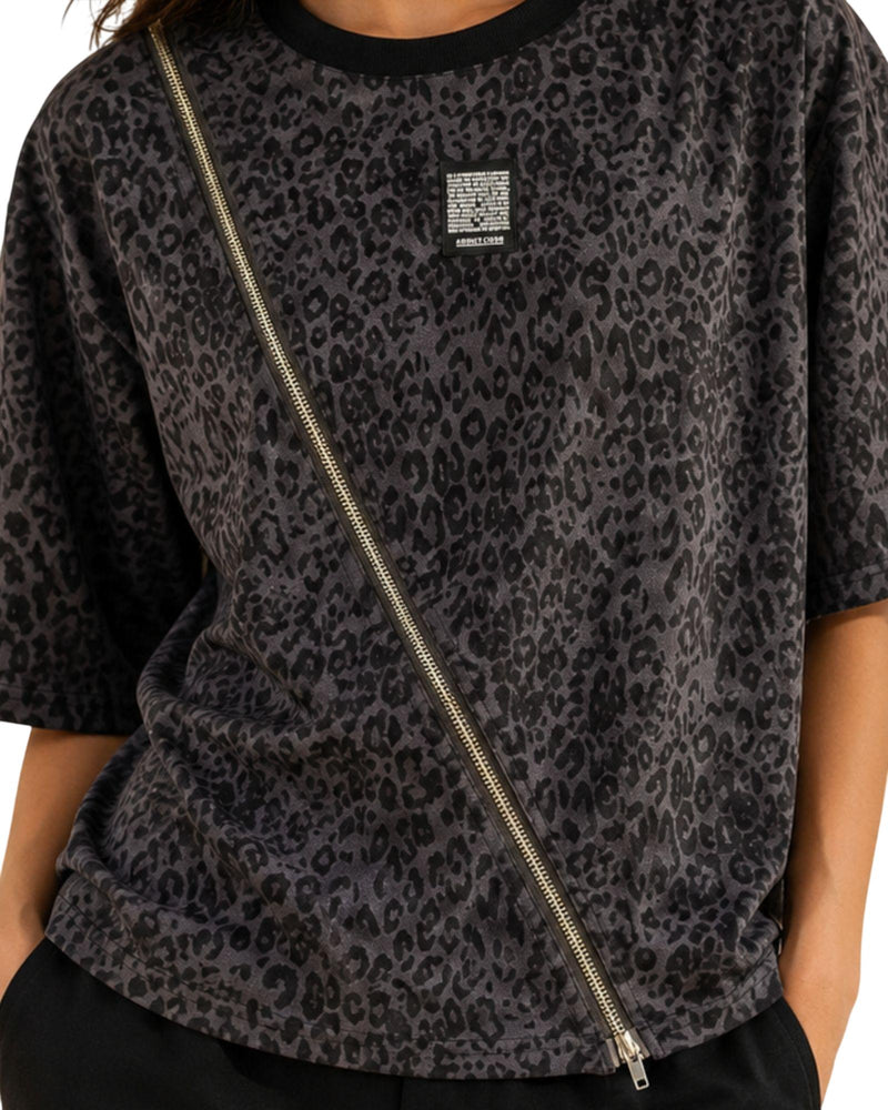 Wild Zip Oversized Top For Women Casual T-Shirts Daily Wear Neon neck design
