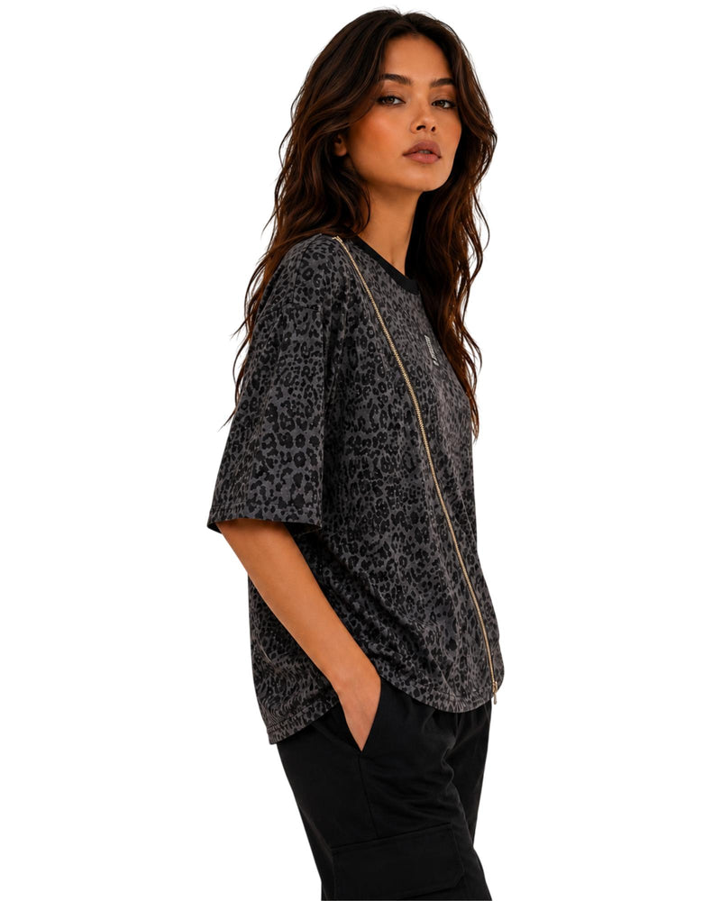 Wild Zip Oversized Top For Women Casual T-Shirts Daily Wear Neon side
