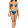Women Teal Blue Embellished Shell-Cup Halter Neck Bikini Set