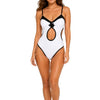 Women White & Black Color blocked Cut-Out Monokini