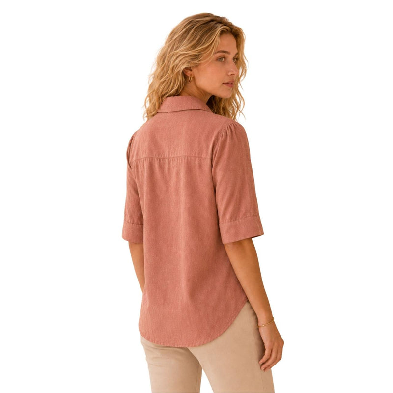 Women's Bow Neck Shirt | Stylish Formal Button-Down Top Dusty Rose Brown
