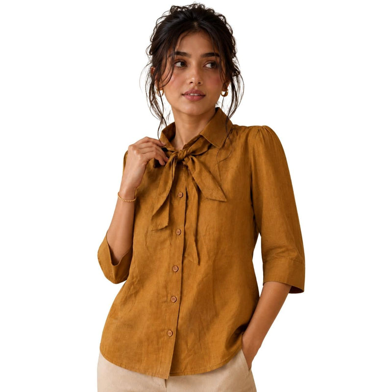 Women's Bow Neck Shirt | Stylish Formal Button-Down Top