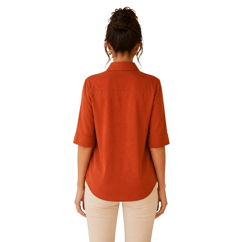 Women's Bow Neck Shirt | Stylish Formal Button-Down Top Red