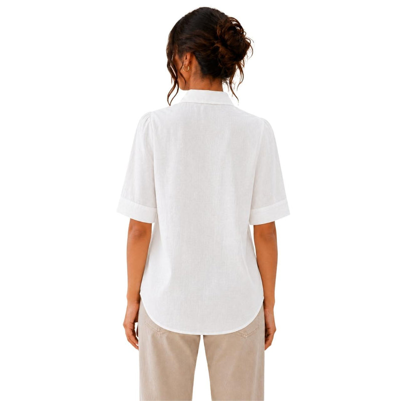 Women's Bow Neck Shirt | Stylish Formal Button-Down Top White