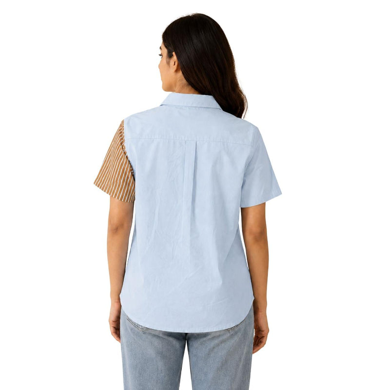 Women's Mocha Stripe Contrast Shirt