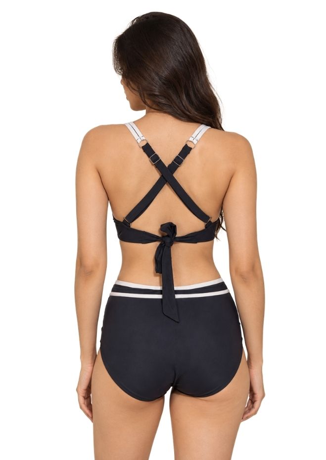 Women black & White Colour blocked Monokini Set