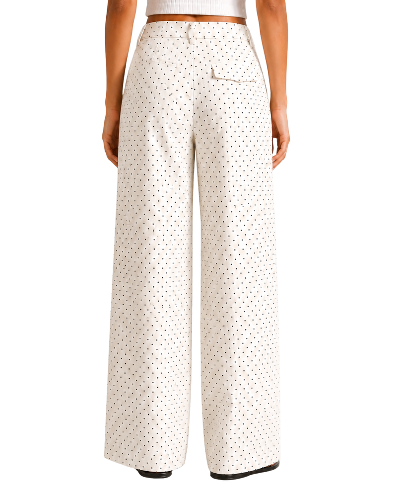 Polka Dot Wide-Leg Trousers